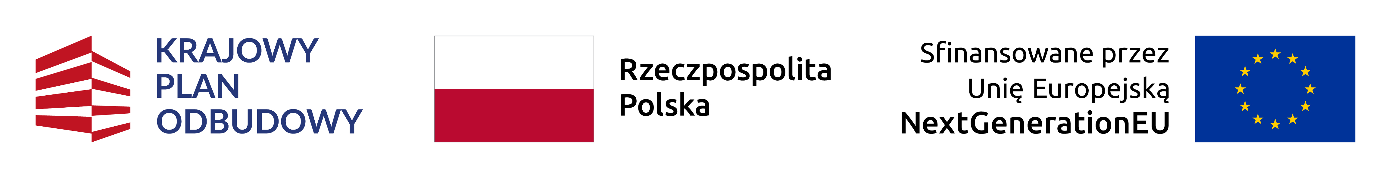 logo krajowego programu odbudowy, flaga Polski, flaga unii europejskiej